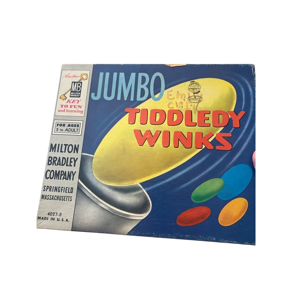 Vintage Milton Bradley Jumbo Tiddledy Winks Game 4027-B Made in USA MB Boxed